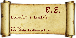 Bolvári Enikő névjegykártya